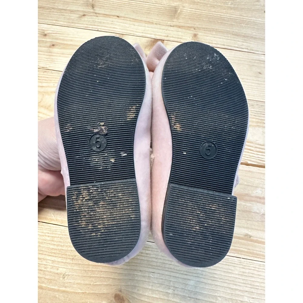 Baby Gap‎ Pink Velvet Mary Jane Bow Flats Toddler Girls Size 5 Dress Shoes